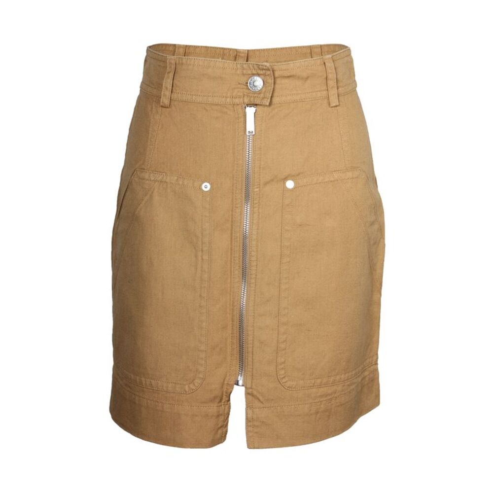 Isabel Marant Etoile A-line Utilitarian Skirt in Brown Linen
